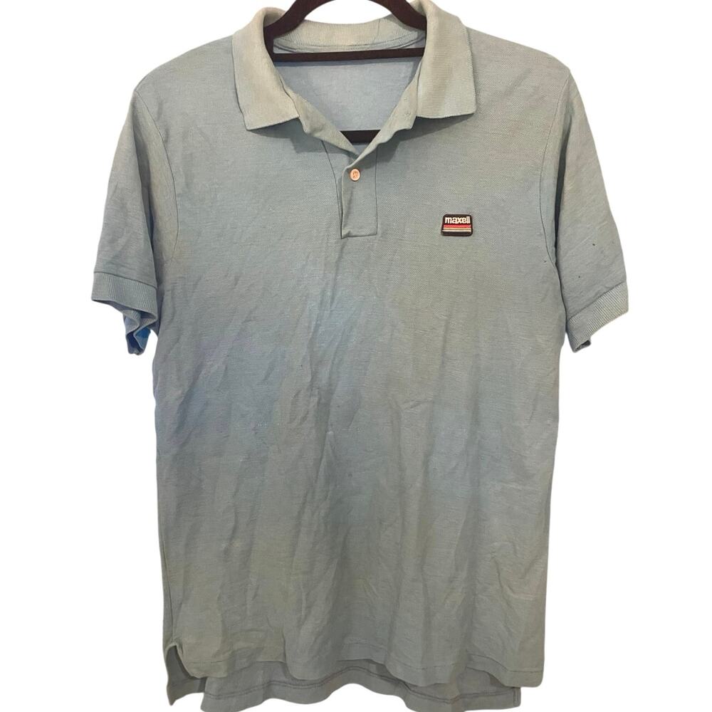 Vintage 80s Maxell Electronics Polo Single Stitch Shirt Adult Medium